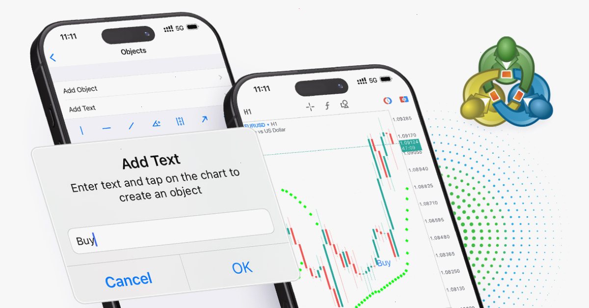 MetaTrader 5 iPhone/iPad：标尺、图表的文本对象和柱形计时器（封面配图）